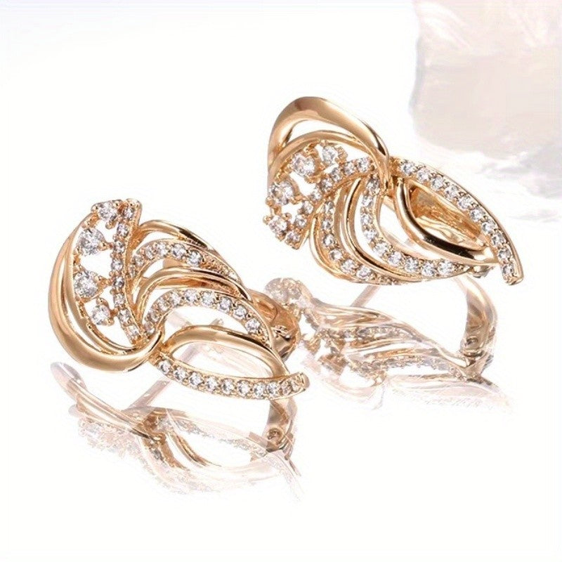 Crystal Woven Leaf Earrings