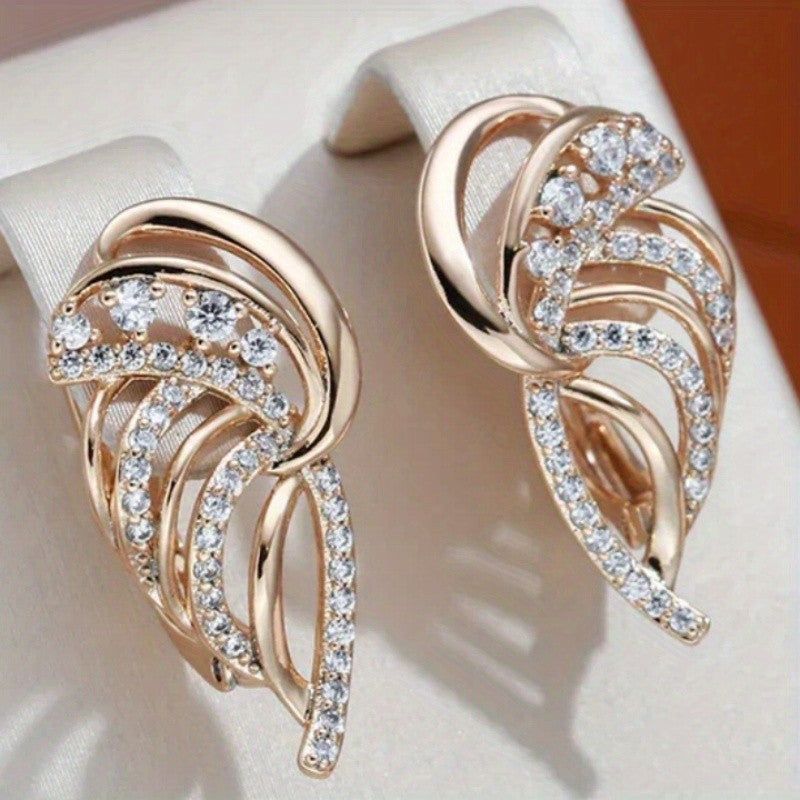 Crystal Woven Leaf Earrings