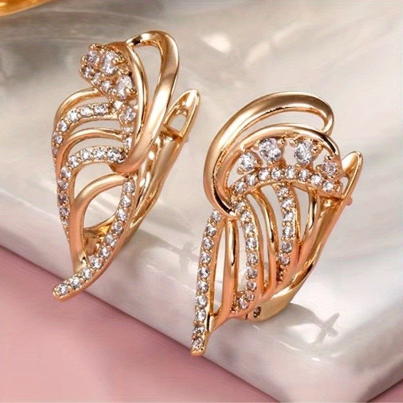 Crystal Woven Leaf Earrings