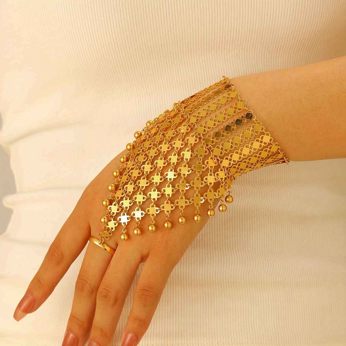 Geometric Mesh Hand Chain Bracelet