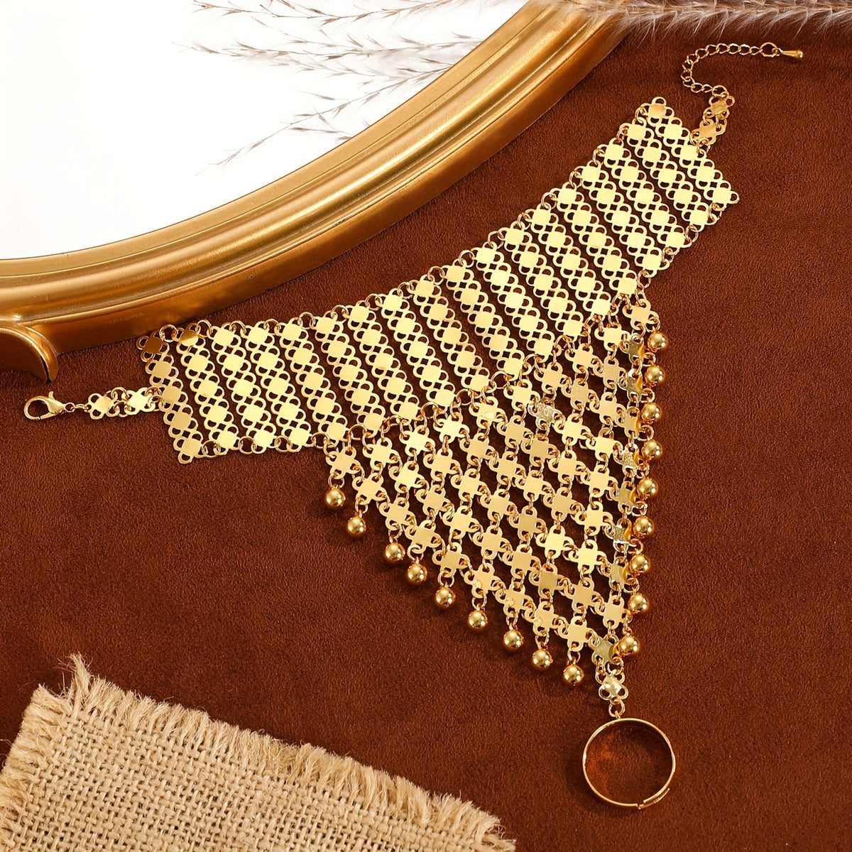 Geometric Mesh Hand Chain Bracelet