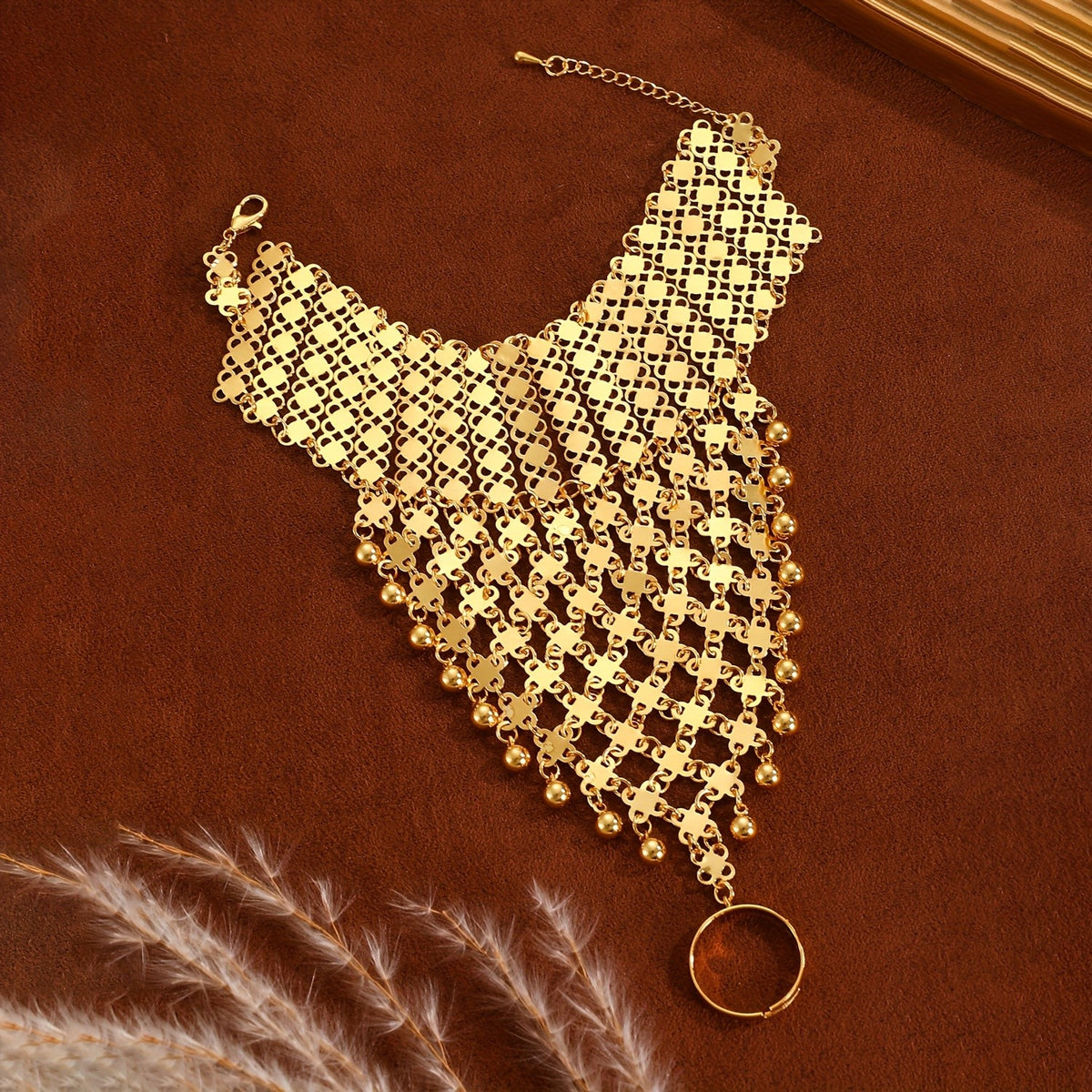 Geometric Mesh Hand Chain Bracelet