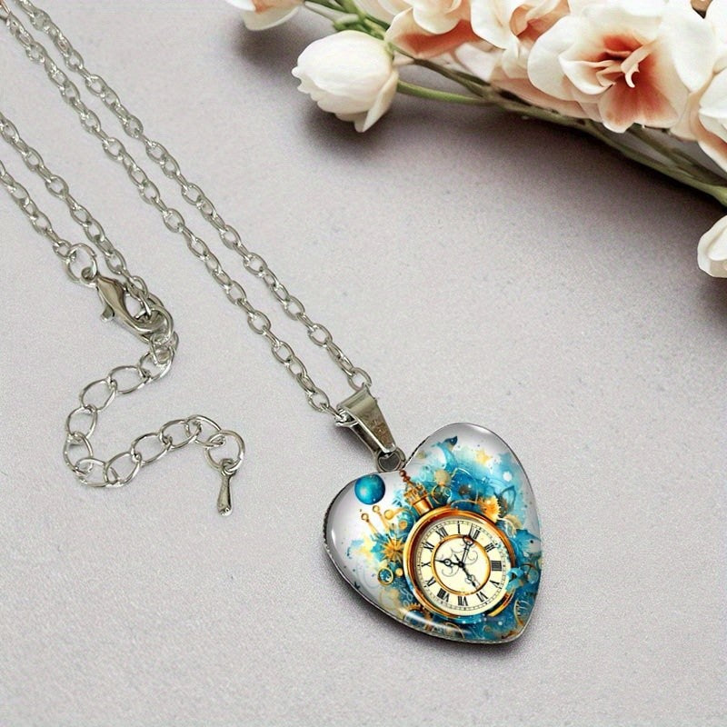 Steampunk Clock Heart Pendant