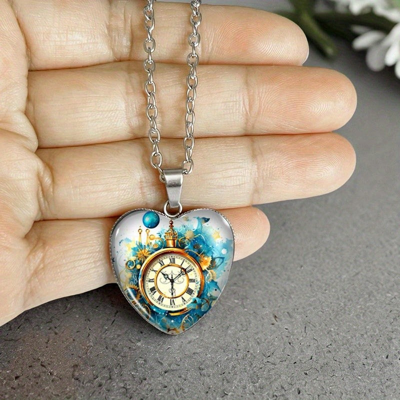 Steampunk Clock Heart Pendant