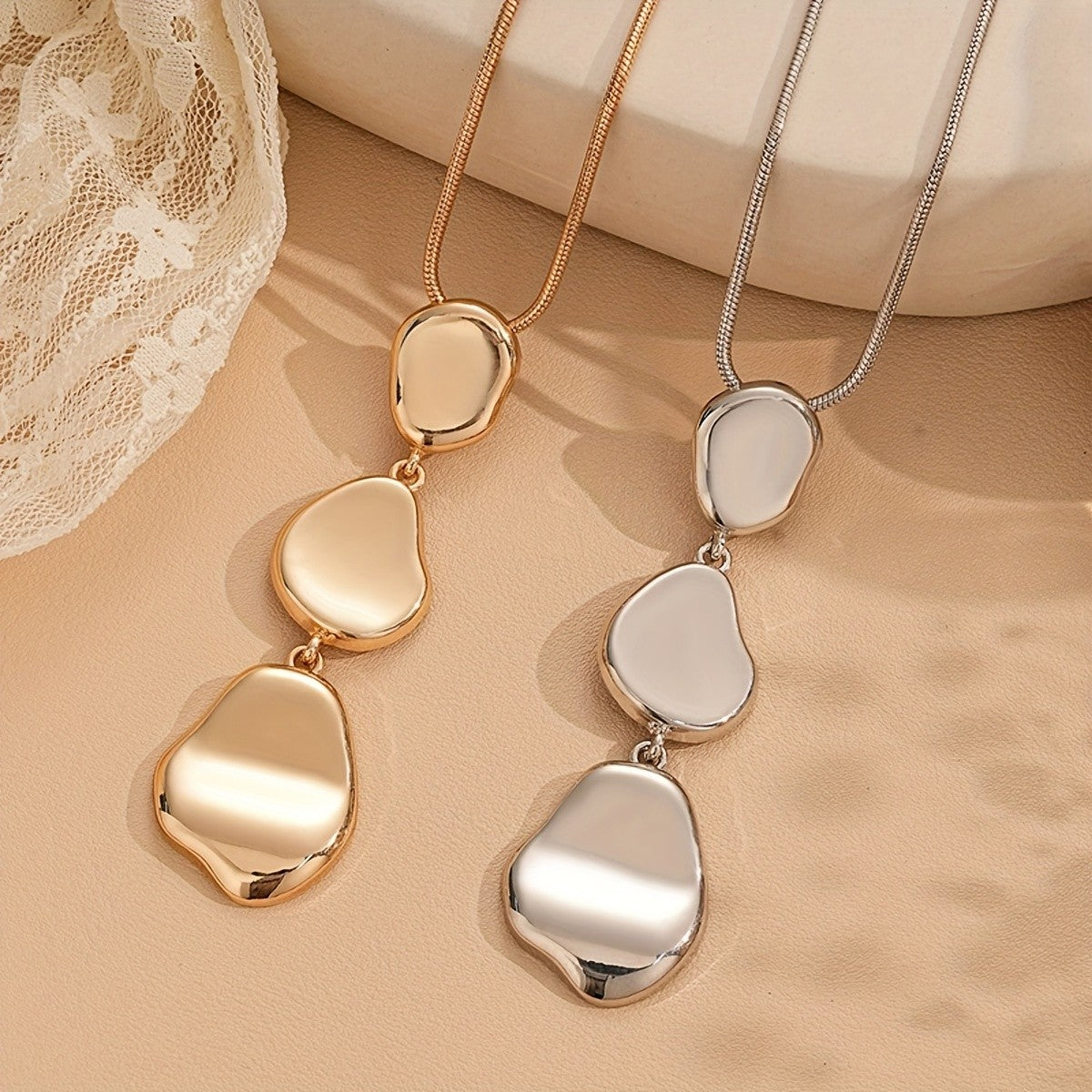 Triple Organic Drop Necklace