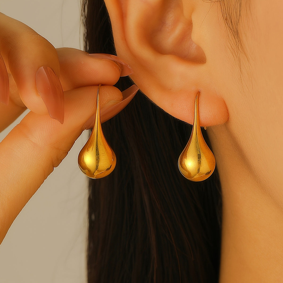 Polished Teardrop Drop Earrings