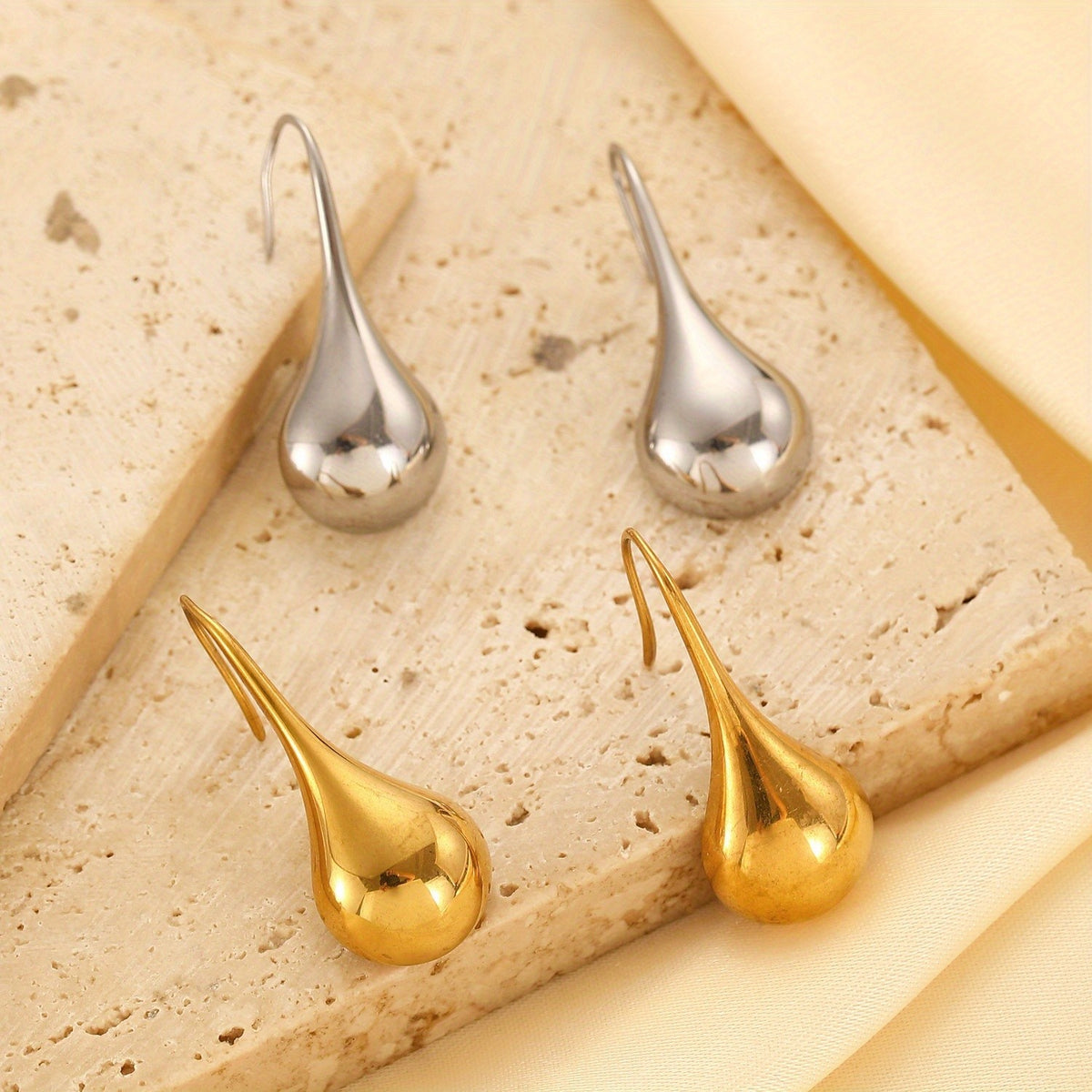 Polished Teardrop Drop Earrings