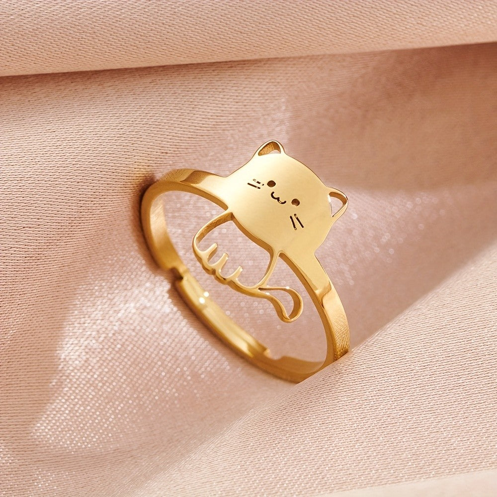Playful Cat Open Ring