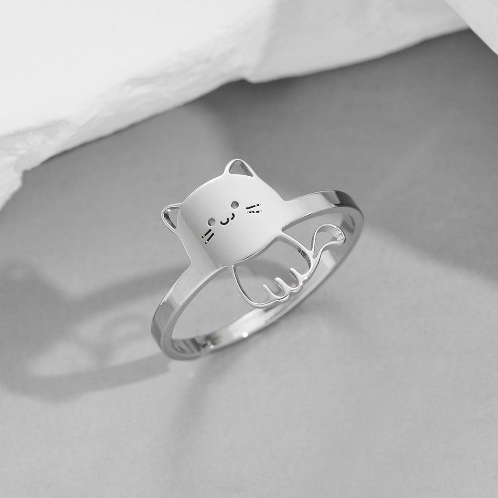Playful Cat Open Ring