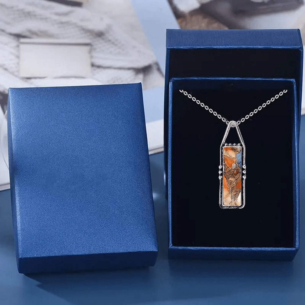 Abstract Earth Tone Rectangle Necklace