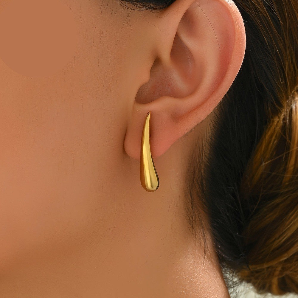 Sleek Gold-Tone Teardrop Earrings