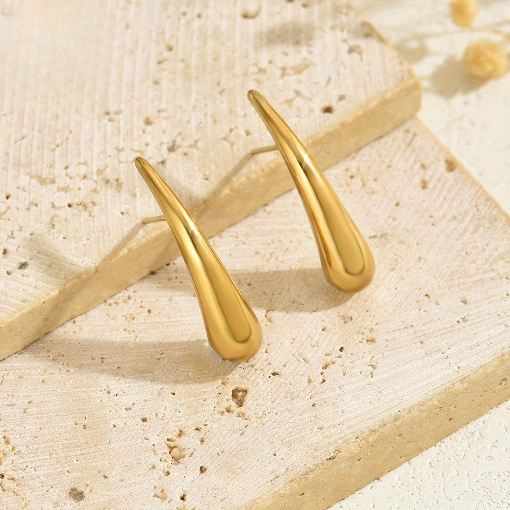 Sleek Gold-Tone Teardrop Earrings