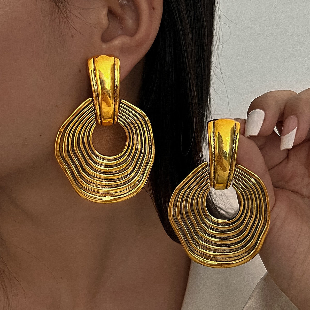 Layered Ripple Hoop Earrings