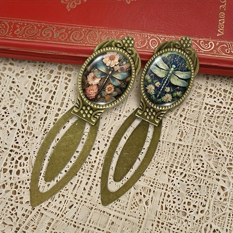 Dragonfly Floral Oval Bookmark Set