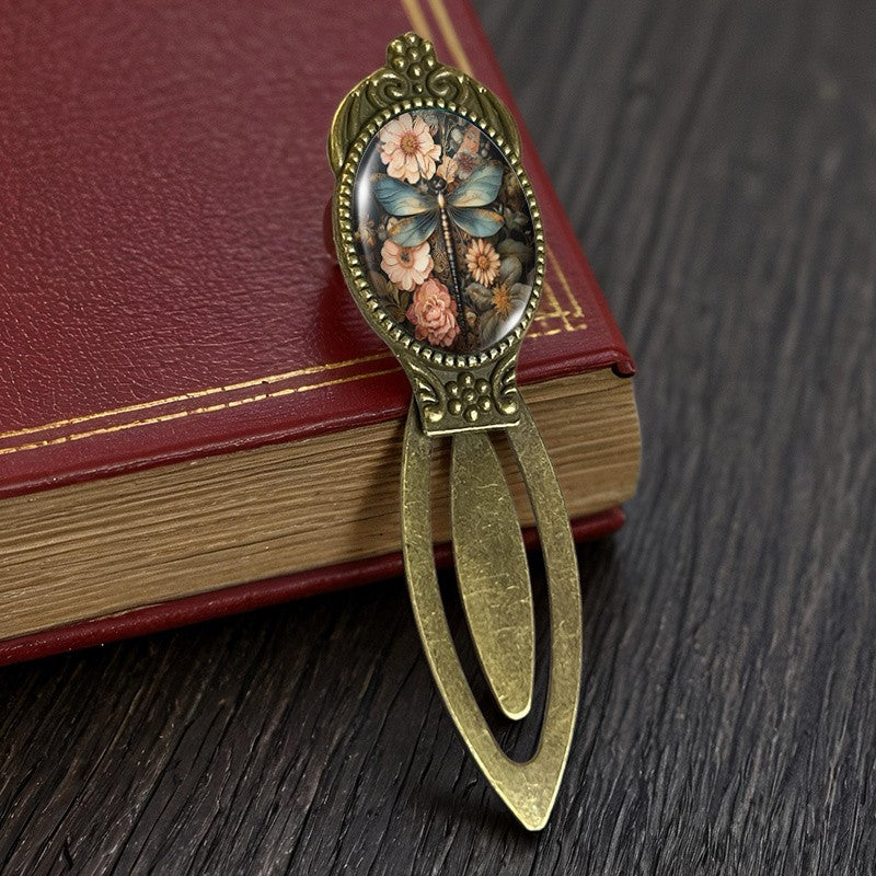 Dragonfly Floral Oval Bookmark Set