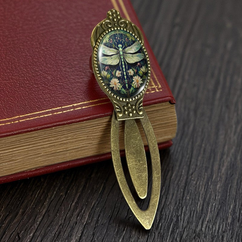 Dragonfly Floral Oval Bookmark Set