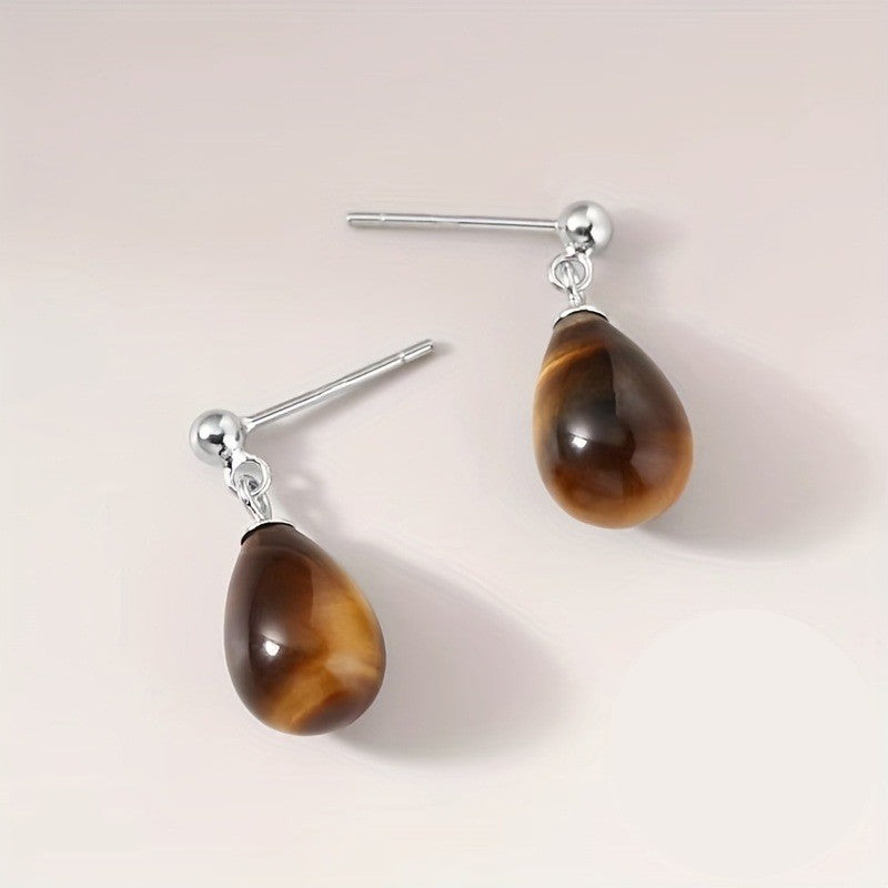 Tiger Eye Teardrop Earrings