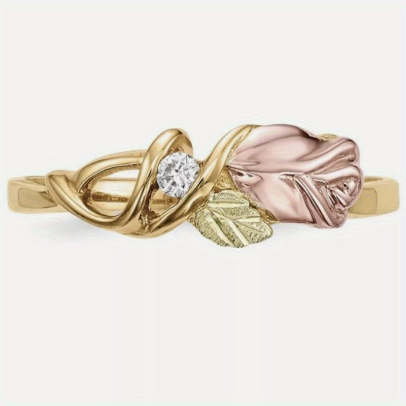 Rose & Crystal Love Knot Ring