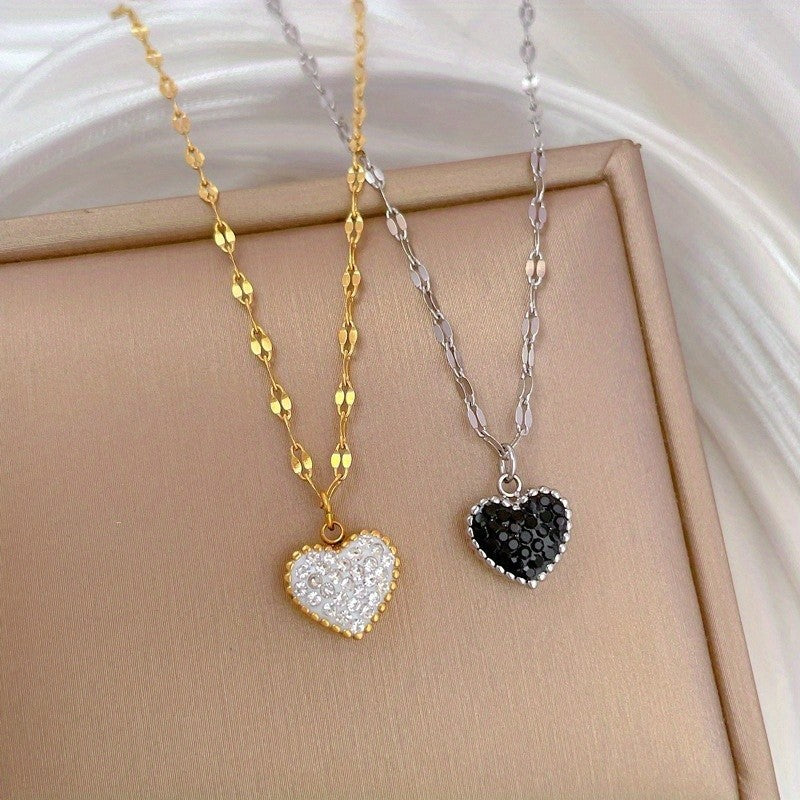 Double-Sided Paved Heart Necklace