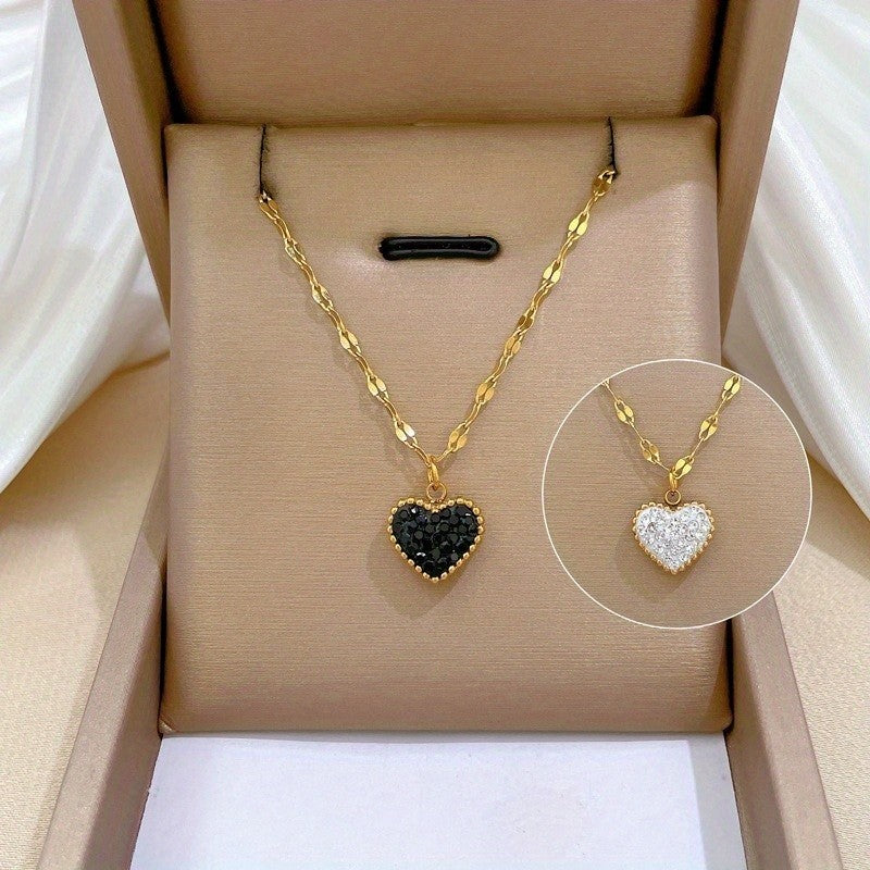 Double-Sided Paved Heart Necklace