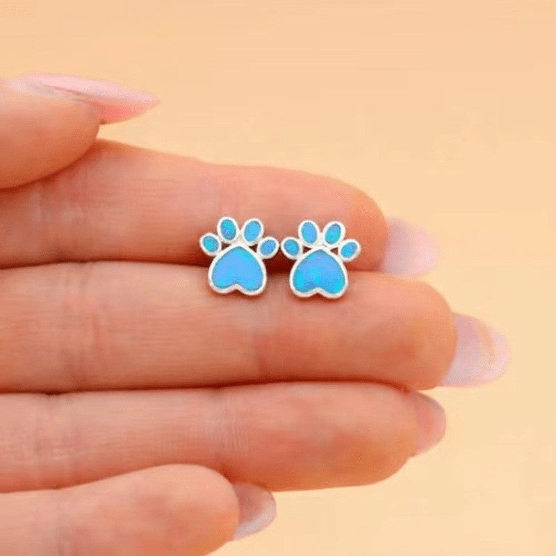 Blue Paw Infinity Necklace & Earring Set