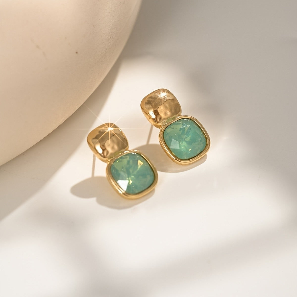 Faceted Square Crystal Stud Earrings