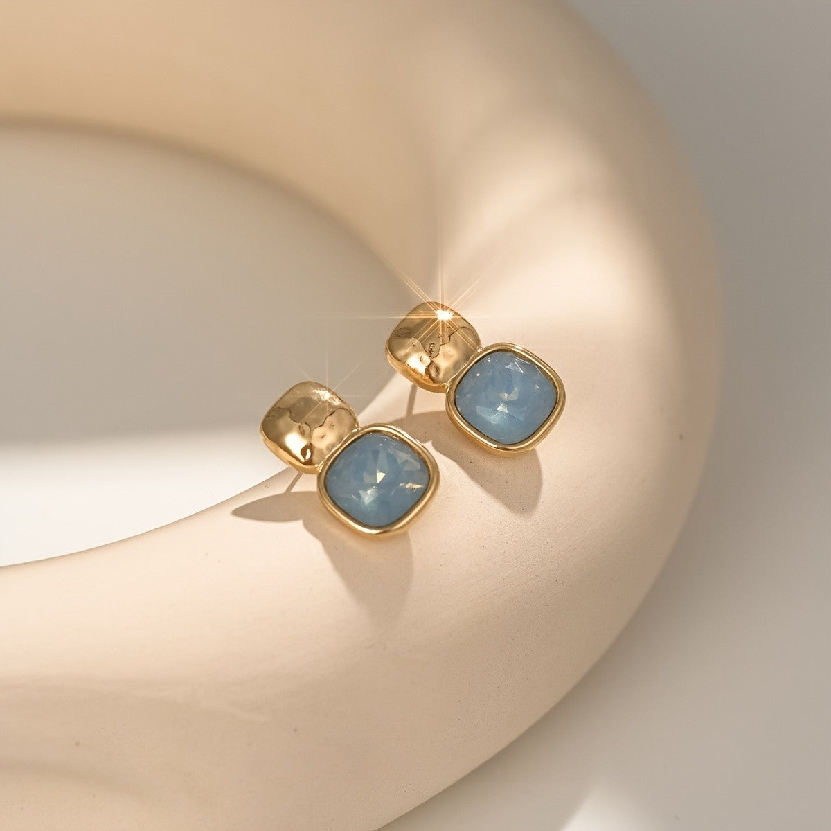 Faceted Square Crystal Stud Earrings