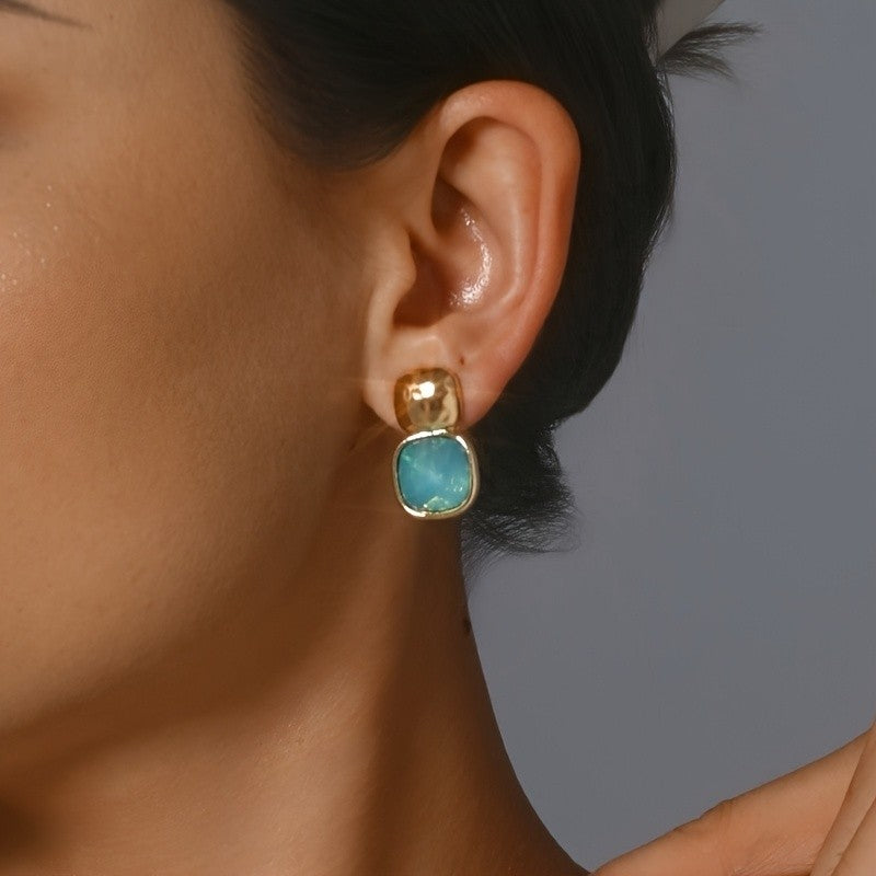 Faceted Square Crystal Stud Earrings