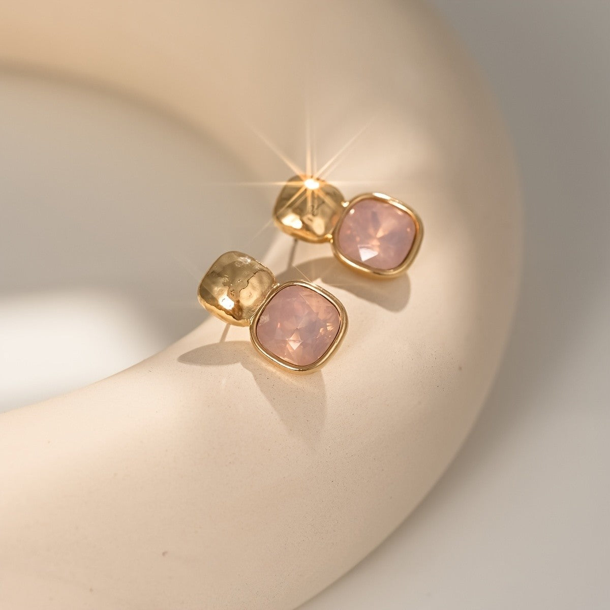 Faceted Square Crystal Stud Earrings