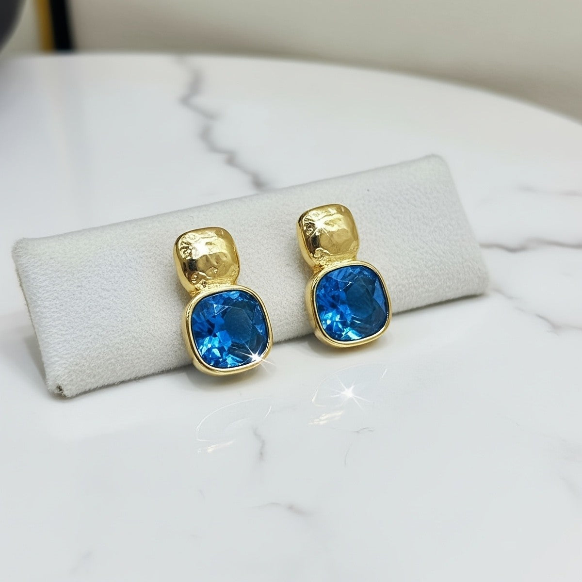 Faceted Square Crystal Stud Earrings