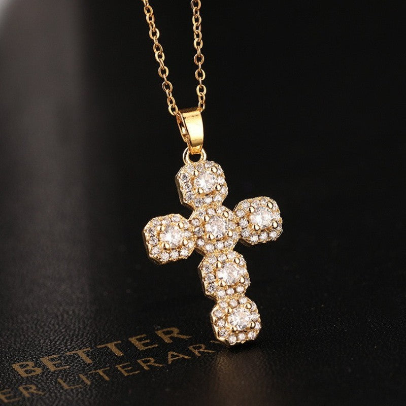 Colorful Gemstone Cross Necklace
