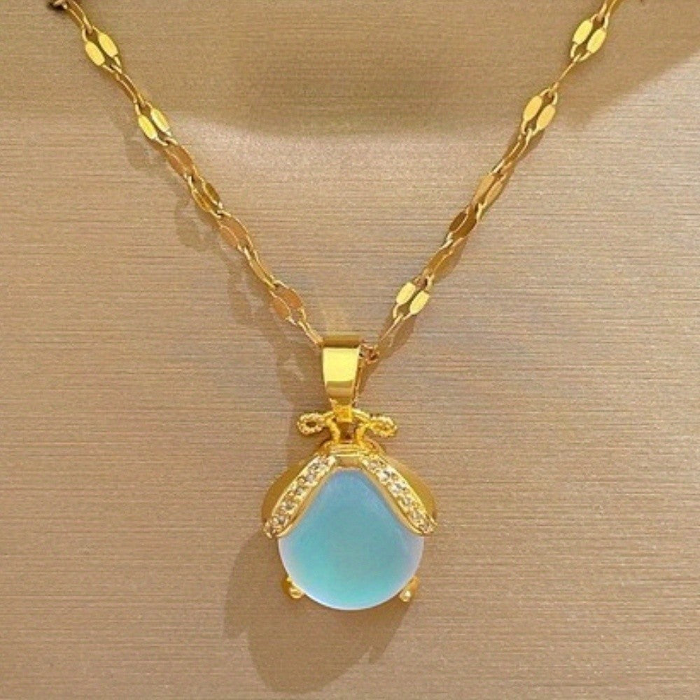 Blue Stone Bow Necklace