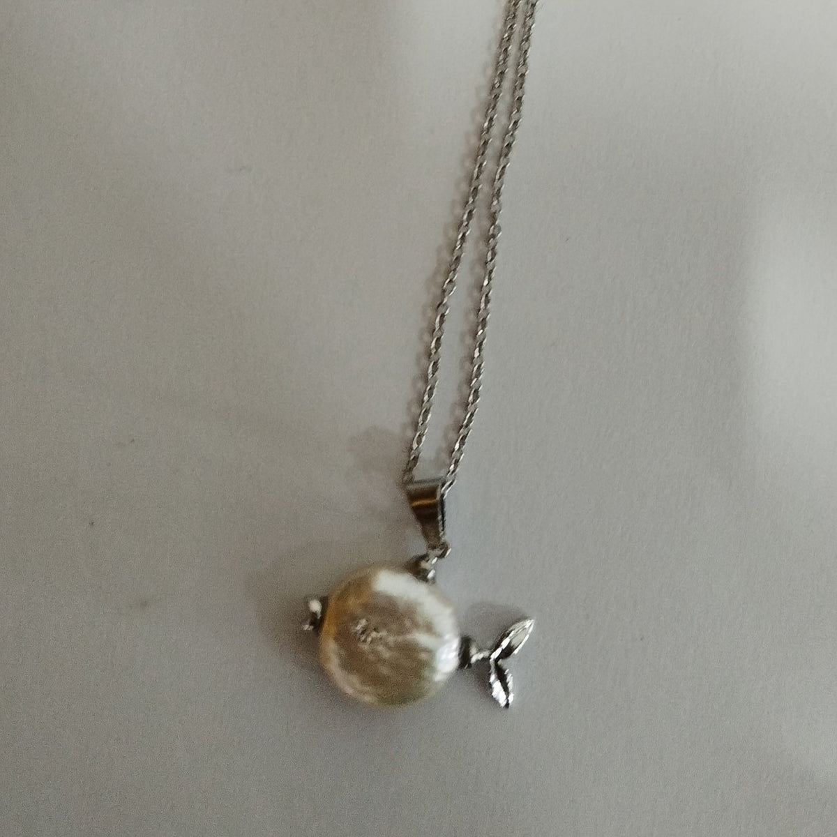 Iridescent Pearl Fish Pendant Necklace