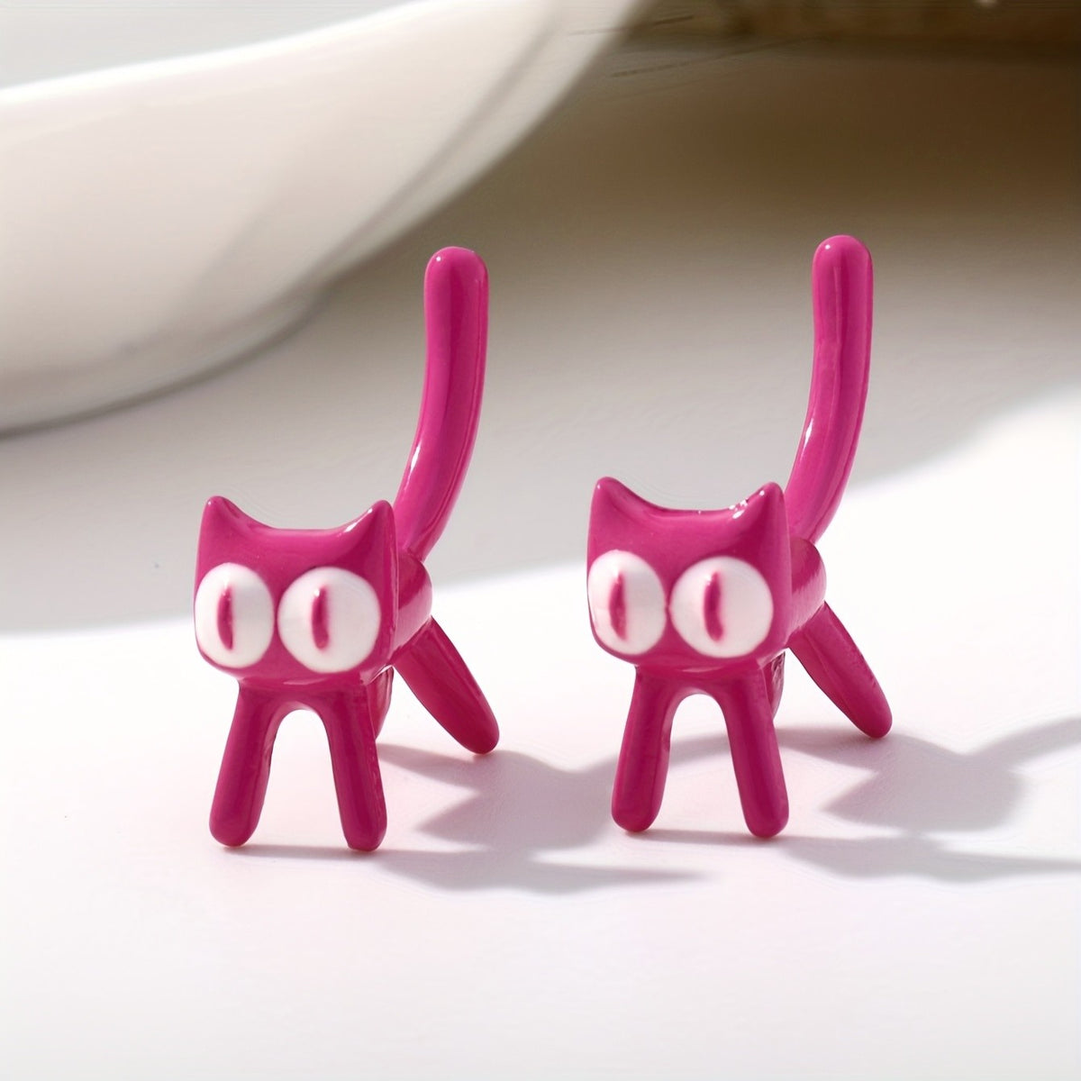Colorful Standing Cat Stud Earrings