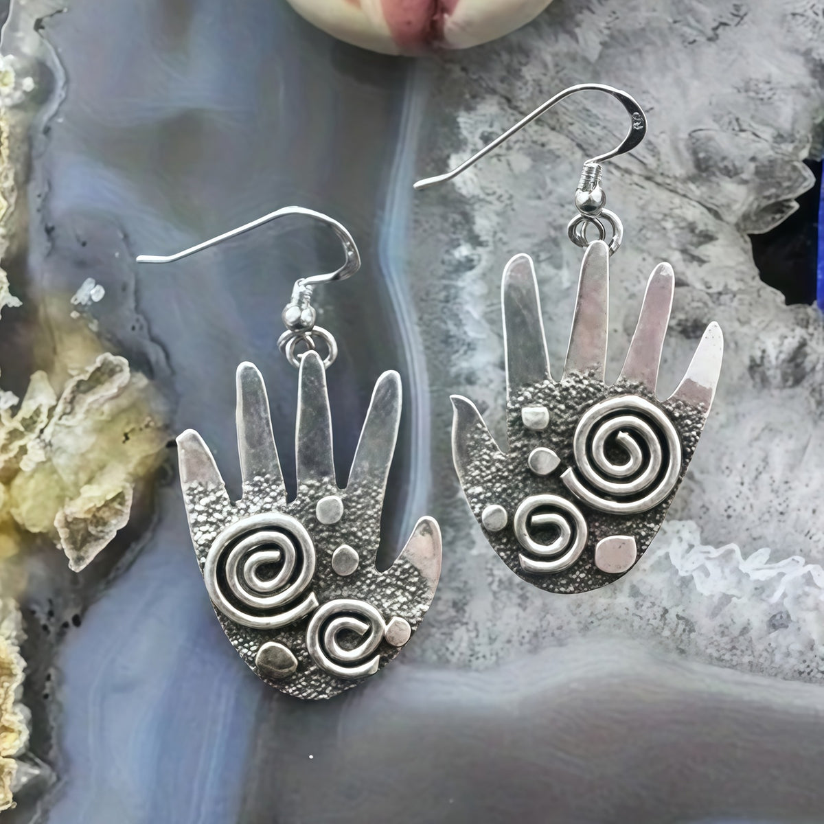 Spiral Palm Hand Earrings