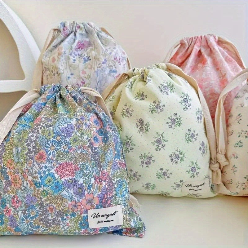 Floral Drawstring Pouch
