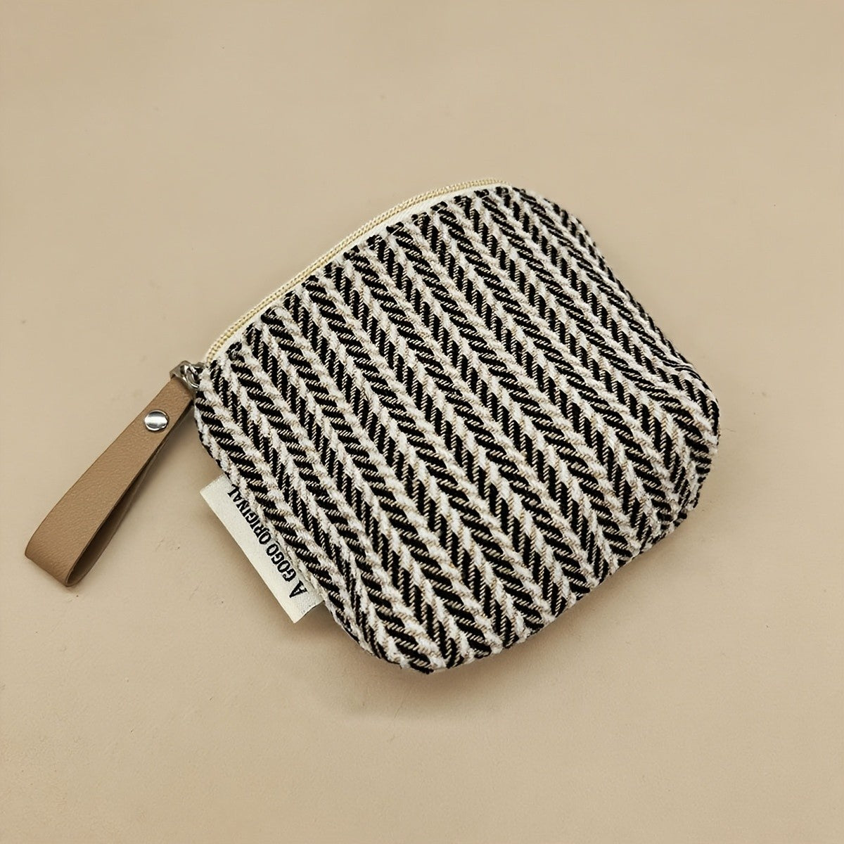 Black and White Herringbone Pouch