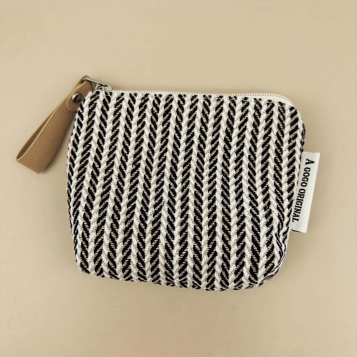 Black and White Herringbone Pouch