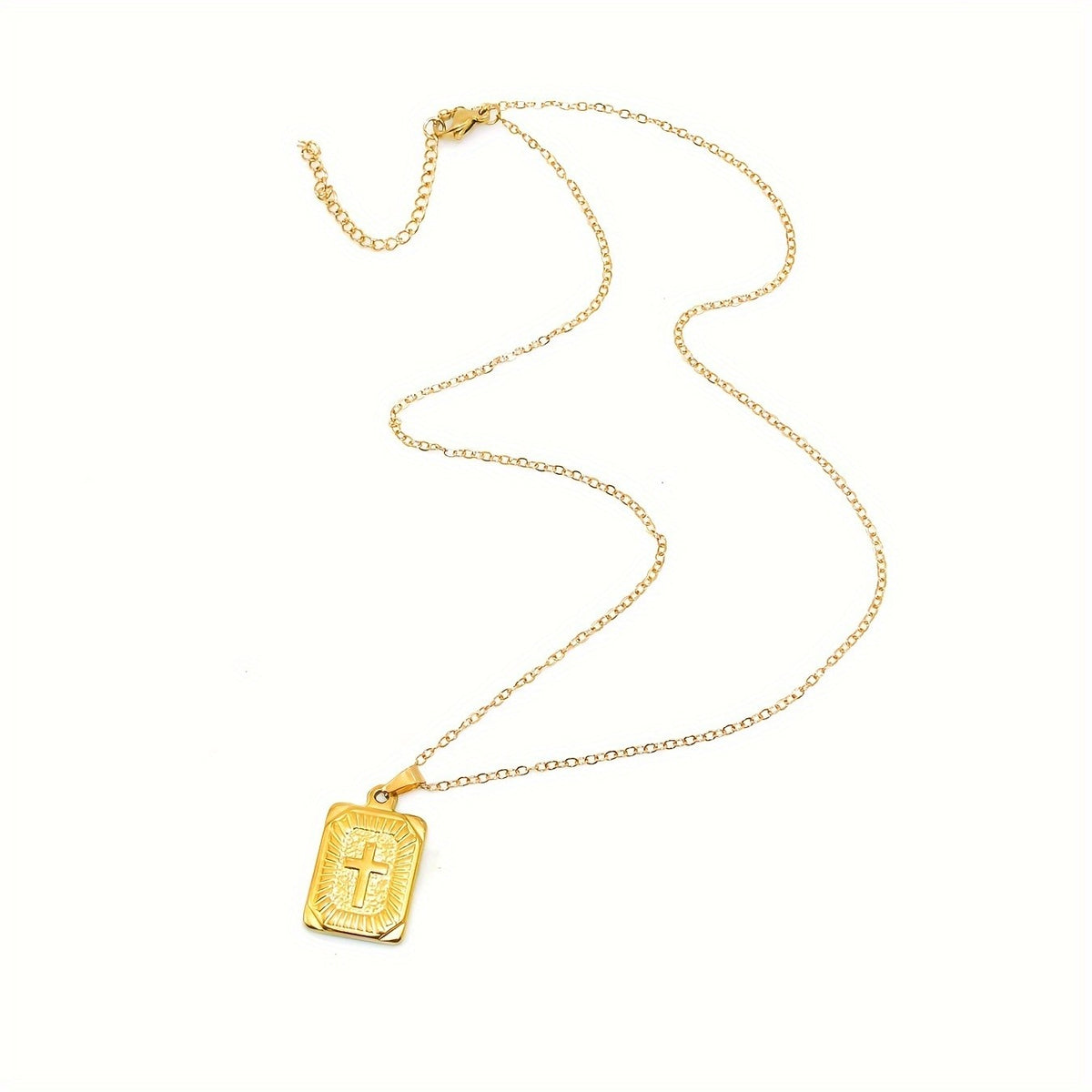 Sunburst Cross Square Pendant Necklace