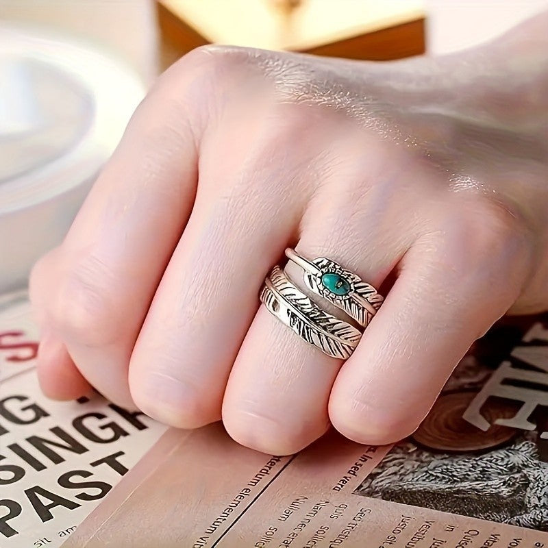Turquoise Feather Wrap Ring