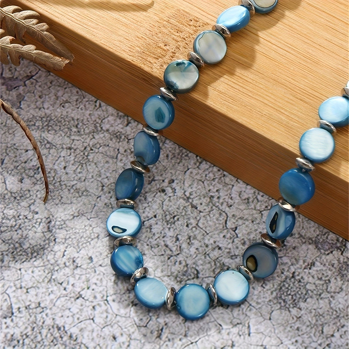Blue Marble Disc Necklace