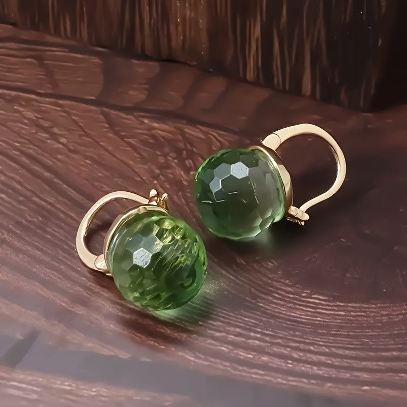 Faceted Glass Ball Drop Earrings