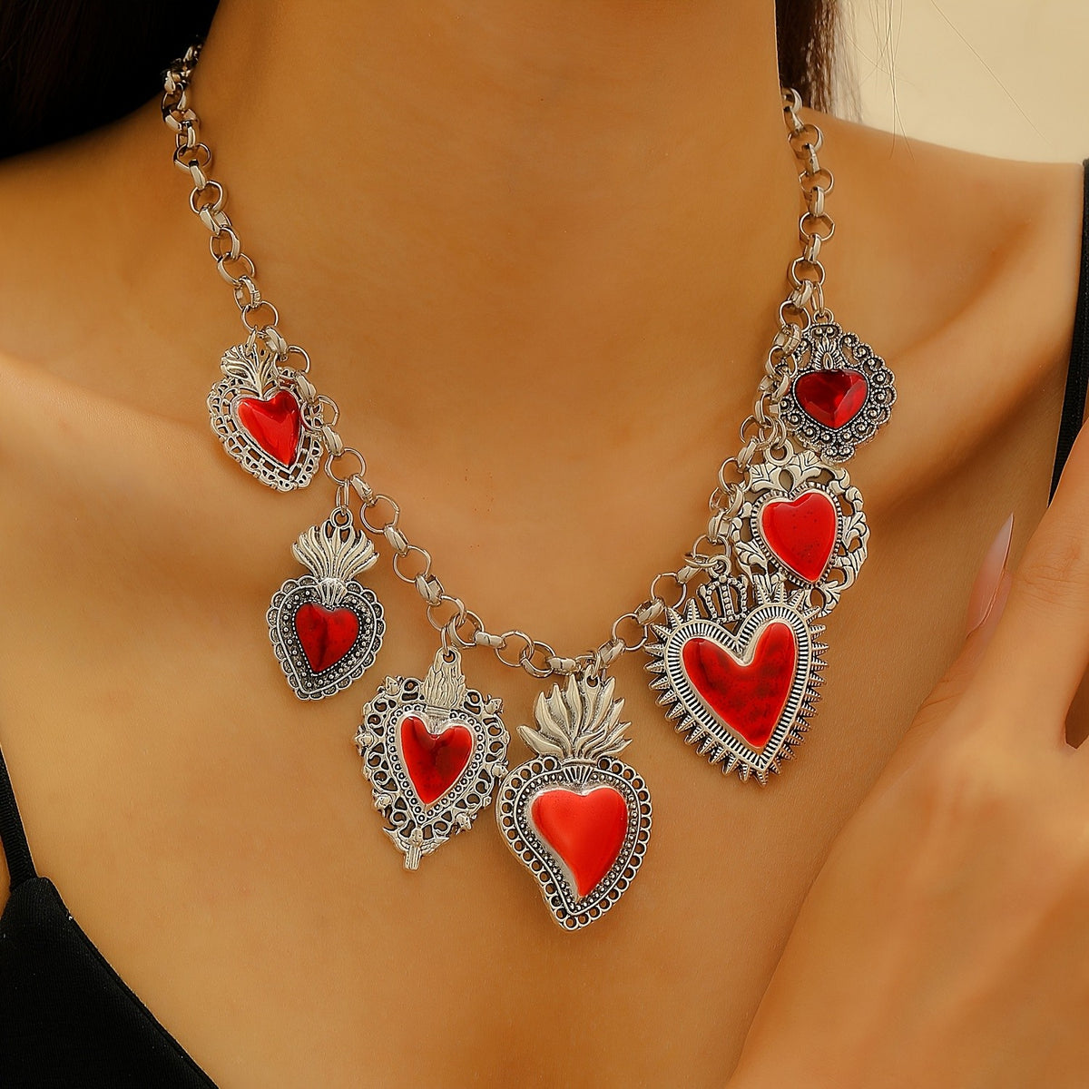 Ornate Heart Charm Necklace