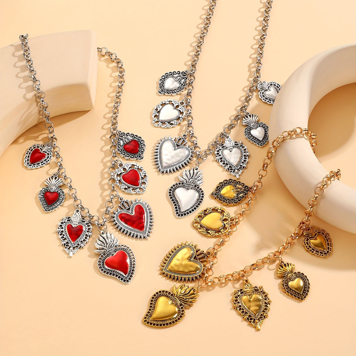 Ornate Heart Charm Necklace