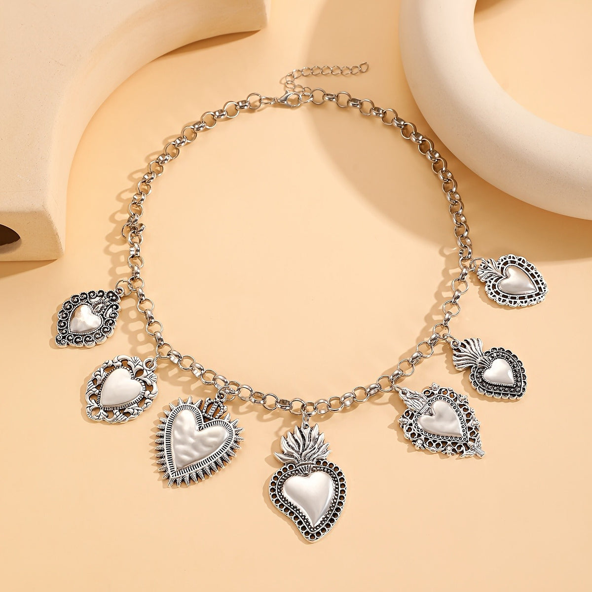 Ornate Heart Charm Necklace
