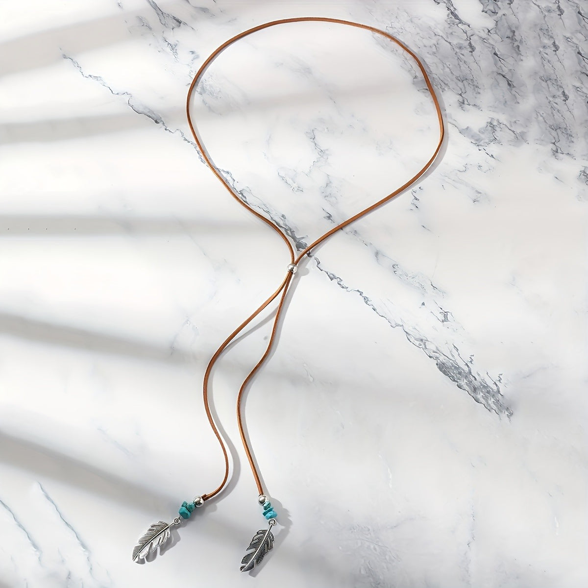 Turquoise Feather Wrap Necklace
