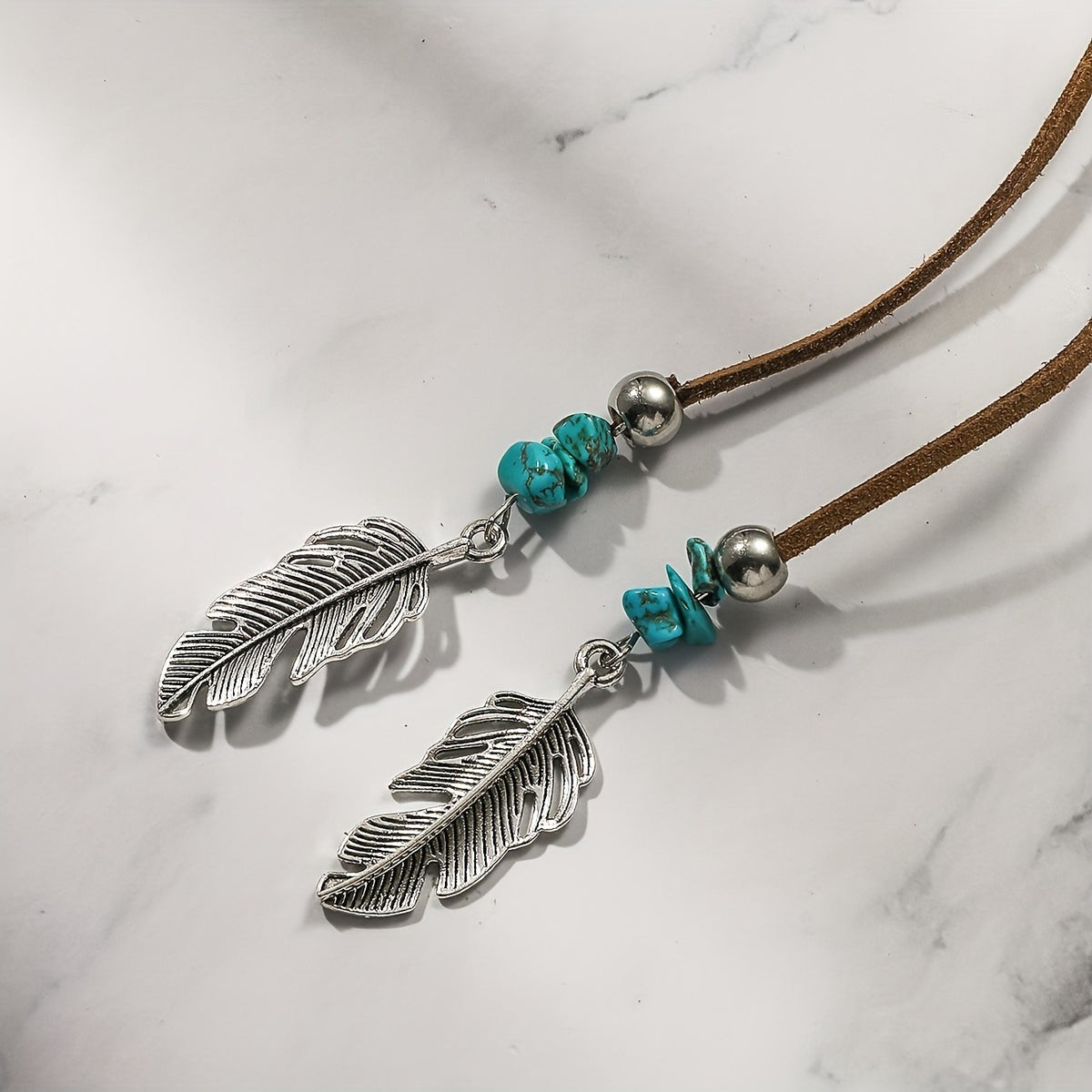 Turquoise Feather Wrap Necklace