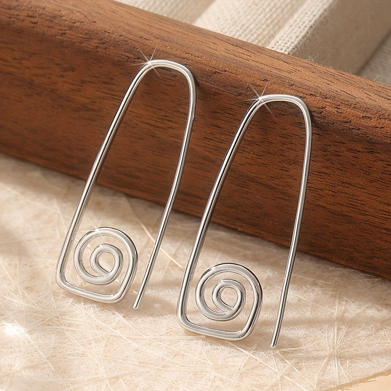 Spiral Wire Triangle Drop Earrings