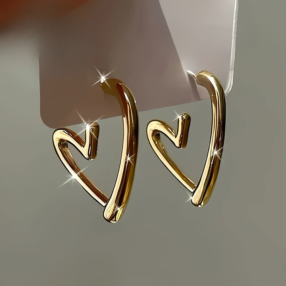 Curved Heart Post Earrings