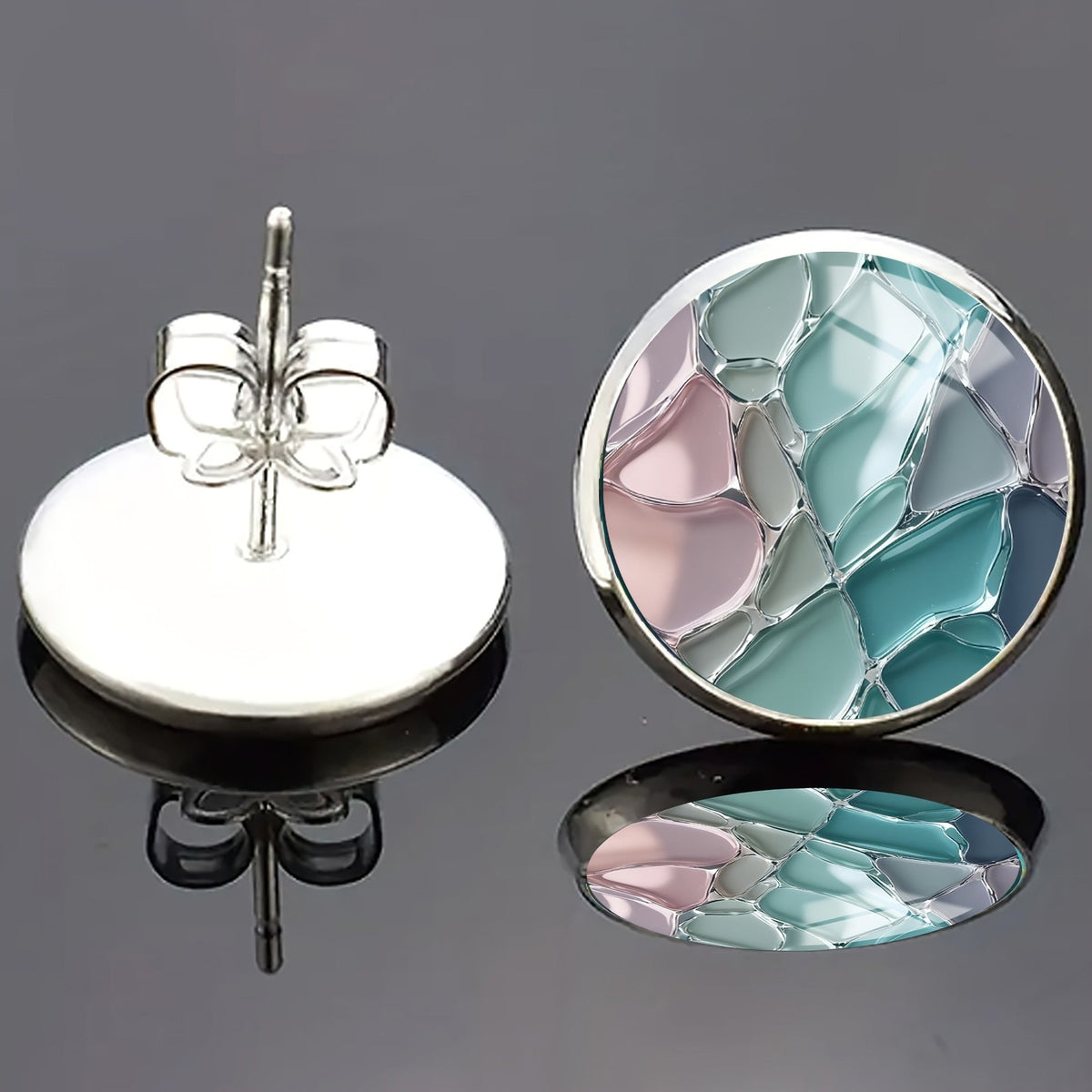 Colorful Glass Mosaic Stud Earrings